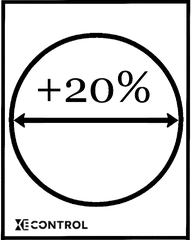 Line drawing of a 20% larger cast iron hob plate