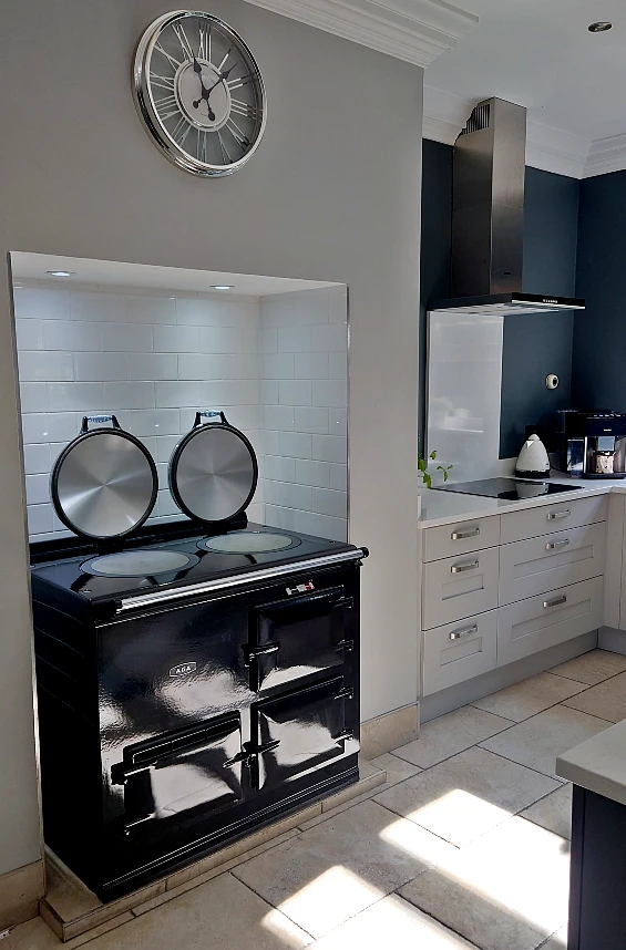 Black Aga with an eControl conversion in a fitted kitchen
